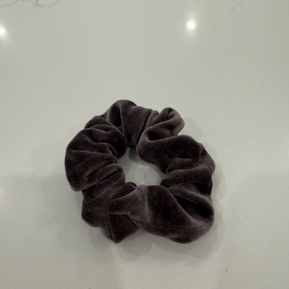 Charcoal grey velvet scrunchie